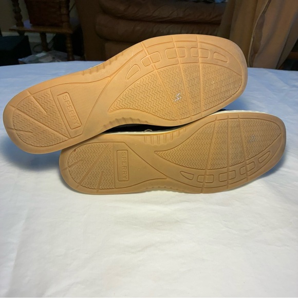 Sperry Women's Size 9 Black& Gold Angelfish Glitter Boat Topsiders Shoes Slip On - Picture 2 of 9